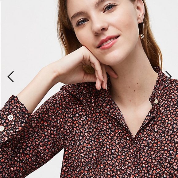 EEUC! LOFT Mini Floral Ruffle Utility Blouse - Picture 3 of 5